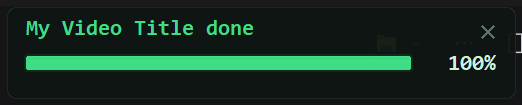 progress bar after the file landed